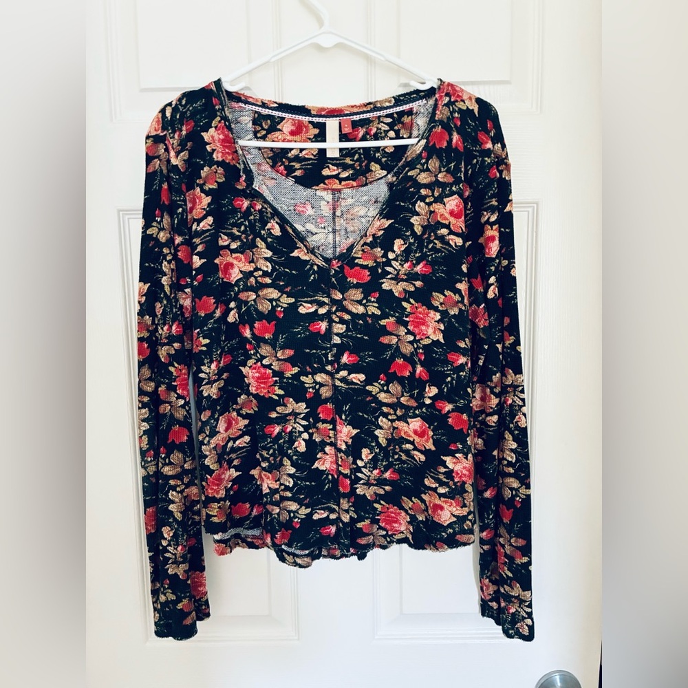 Pilcro Floral Long Sleeve Top